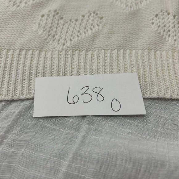 Simply Couture White Knit Heart Pattern Scoop Neck Top High-Low Hem Sz S Relaxed - Picture 11 of 12